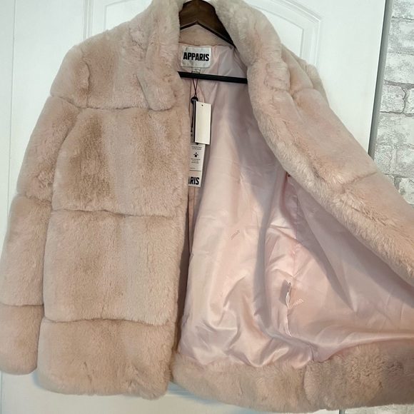 APPARIS Sarah 2 Blush Pink teddy faux fur coat L warm cozy bubblegum - Picture 8 of 11